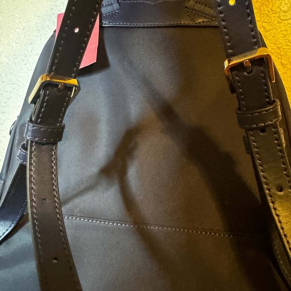 Kate Spade navy backpack silver brand logo double adjustable straps NWT ♠️ - Picture 7 of 14